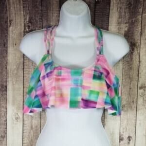 Apollo Swim Multicolor Ruffle Strappy Racerback Bikini Swim Top Women's Medium